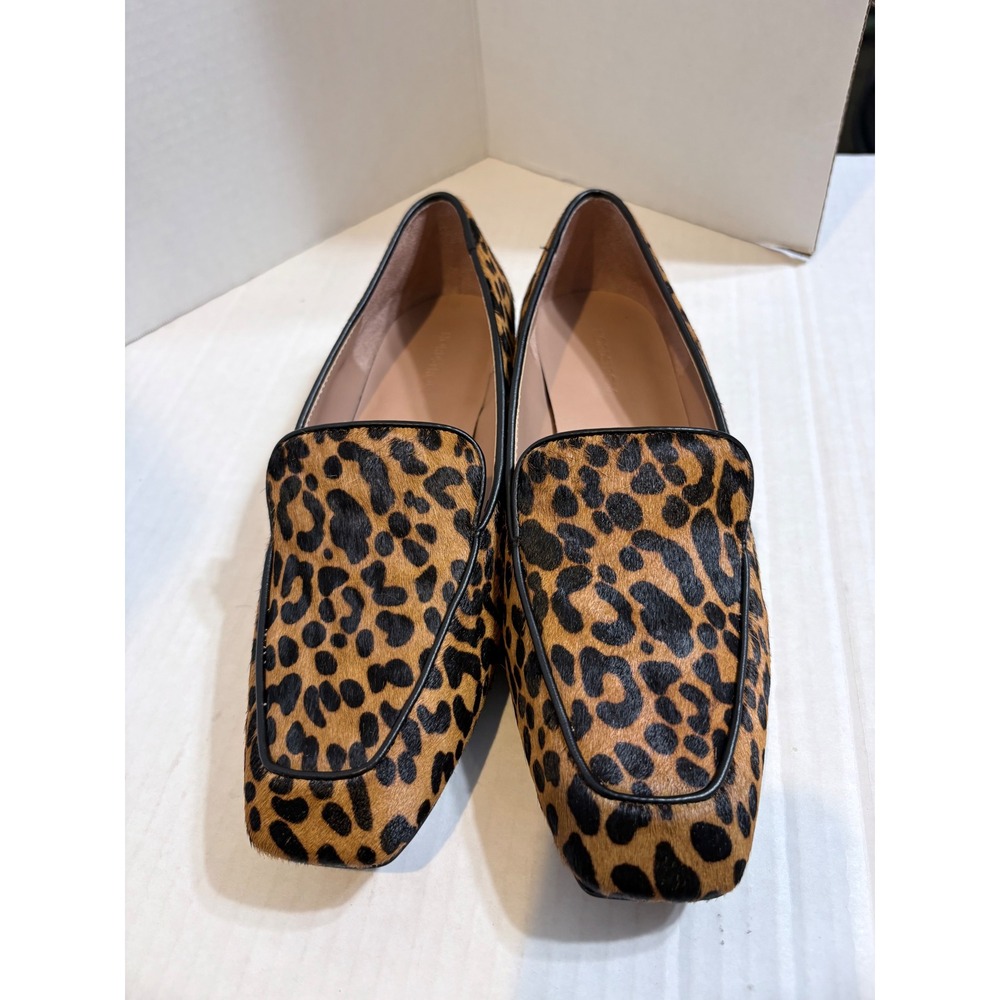 Nordstrom Leopard Print Calf Hair Square Toe Loafers Brown Black Animal Print